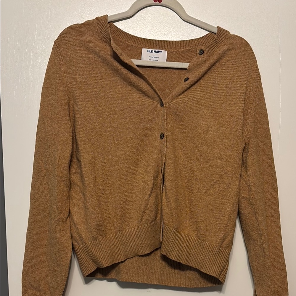 Old Navy Tan Cardigan Sweater V-Neck Knit